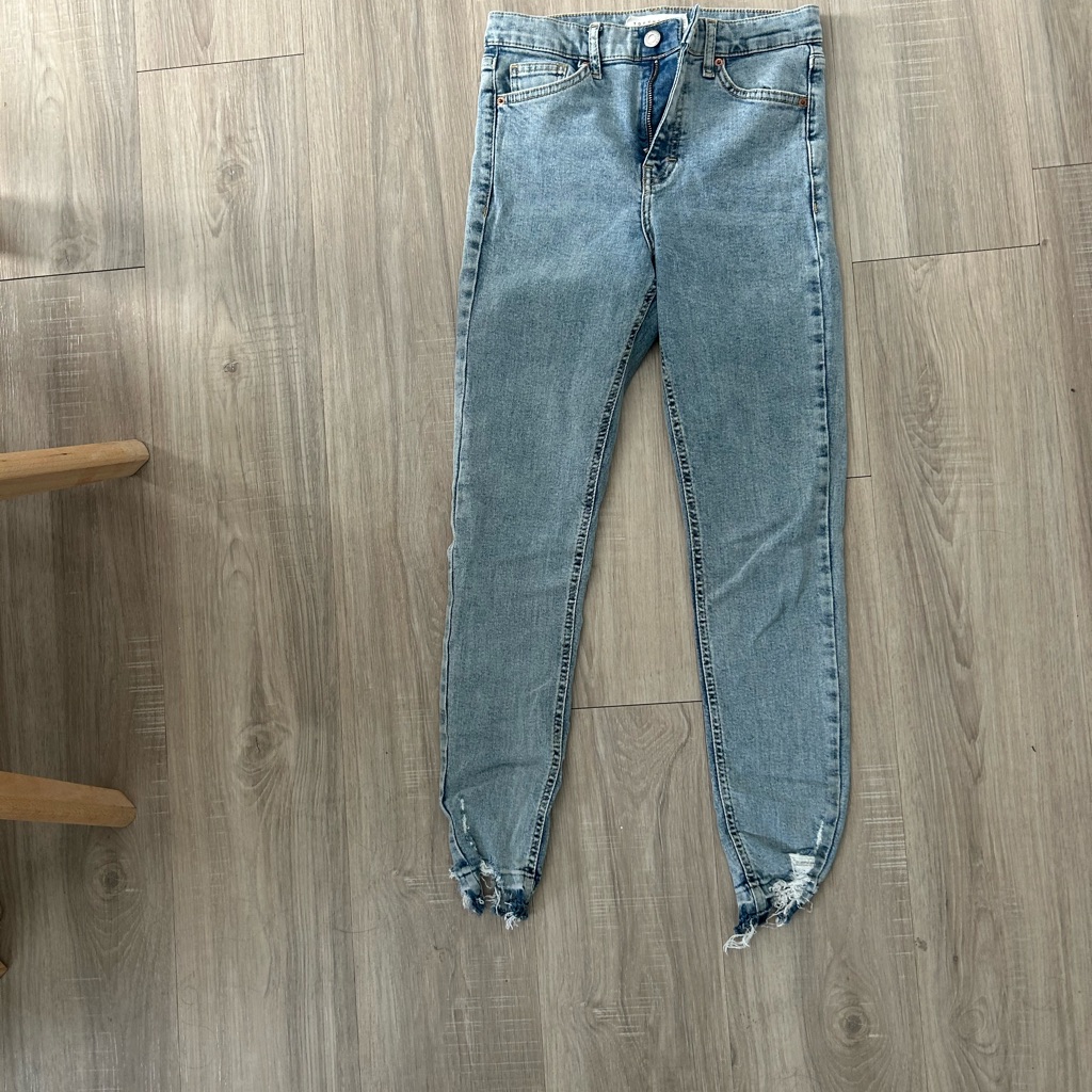 Women's Blue Distressed High Rise Topshop Jeans